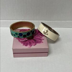 Elegant Cream and Teal Bangle Set